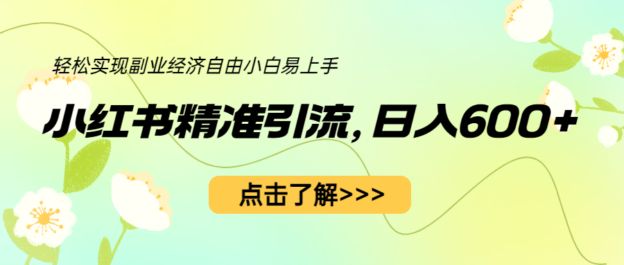 （6515期）小红书精准引流，小白日入600+，轻松实现副业经济自由（教程+1153G资源）