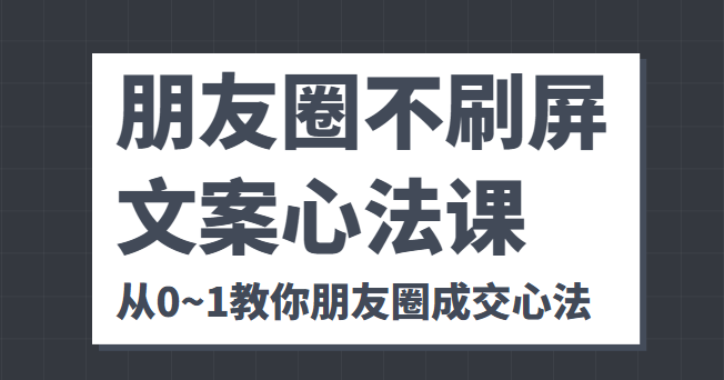 朋友圈不刷屏文案心法课 人人都要懂的商业逻辑 从0~1教你朋友圈成交心法