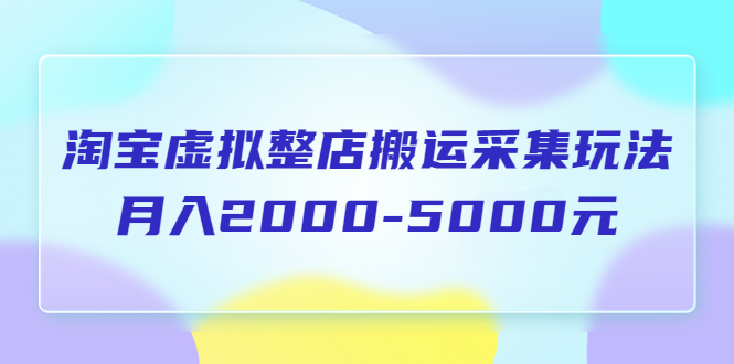 （5931期）淘宝虚拟整店搬运采集玩法分享课：月入2000-5000元（5节课）