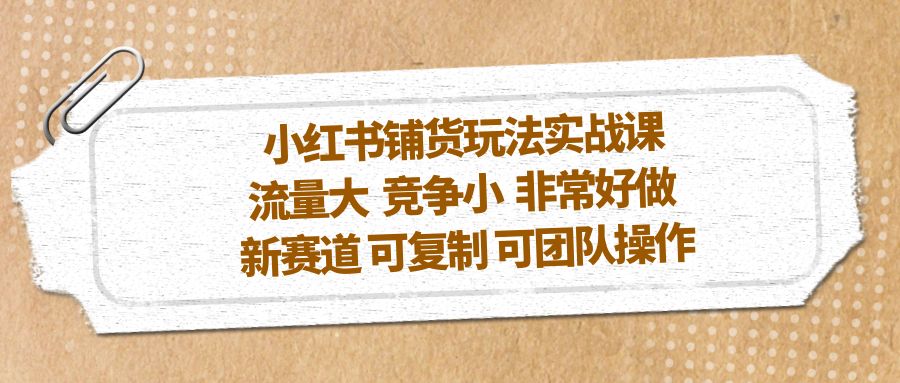 （5291期）小红书铺货玩法实战课，流量大 竞争小 非常好做 新赛道 可复制 可团队操作