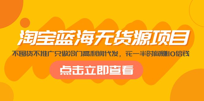 （5062期）淘宝蓝海无货源项目，不囤货不推广只做冷门高利润代发，花一半时间赚10倍钱