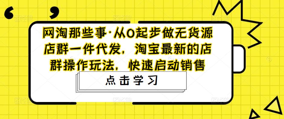 （4979期）从0起步做无货源店群一件代发，淘宝最新的店群操作玩法，快速启动销售