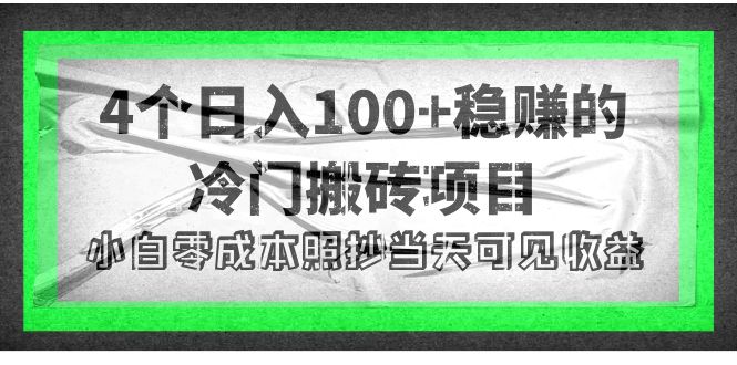 （4041期）4个稳赚的冷门搬砖项目，每个项目日入100+小白零成本照抄当天可见收益