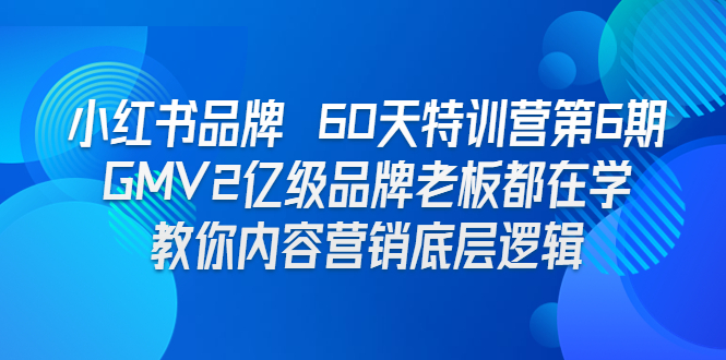 （6798期）小红书品牌 60天特训营第6期 GMV2亿级品牌老板都在学 教你内容营销底层逻辑