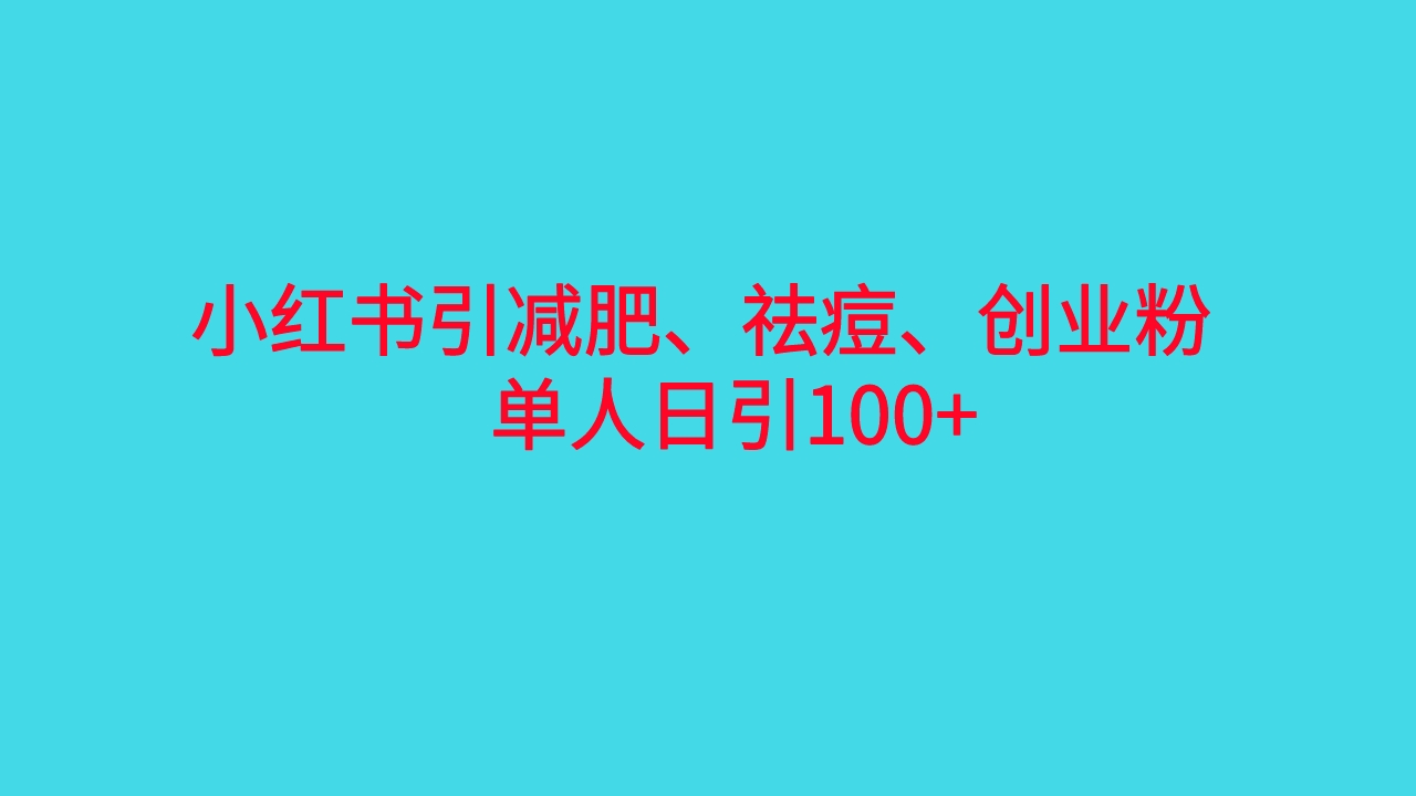 （6799期）小红书精准引流，减肥、祛痘、创业粉单人日引100+（附软件）