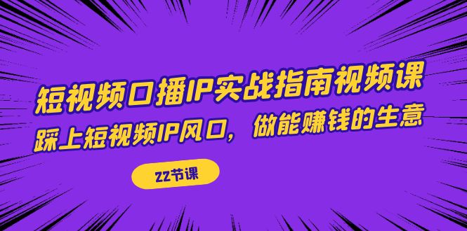 （7202期）短视频口播IP实战指南视频课，踩上短视频IP风口，做能赚钱的生意（22节课）