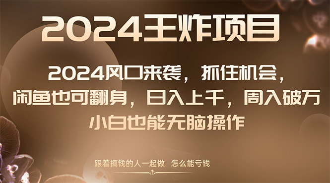 （8401期）2024风口项目来袭，抓住机会，闲鱼也可翻身，日入上千，周入破万，小白…