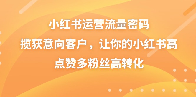 （8764期）小红书运营流量密码，揽获意向客户，让你的小红书高点赞多粉丝高转化