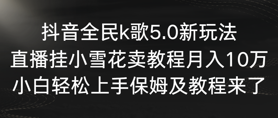 （9021期）抖音全民k歌5.0新玩法，直播挂小雪花卖教程月入10万，小白轻松上手，保…