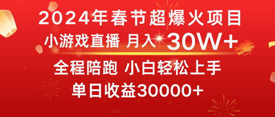 （8873期）龙年2024过年期间，最爆火的项目 抓住机会 普通小白如何逆袭一个月收益30W+