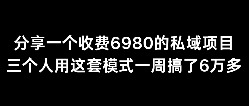 分享一个外面卖6980的私域项目三个人用这套模式一周搞了6万多