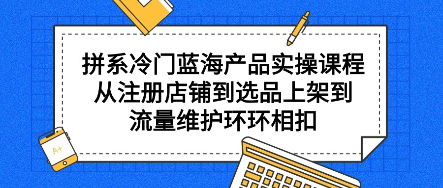 （9527期）拼系冷门蓝海产品实操课程，从注册店铺到选品上架到流量维护环环相扣