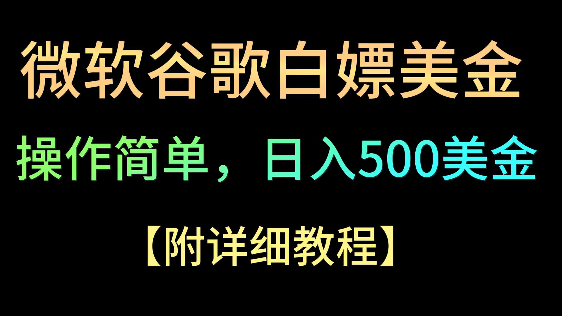 微软谷歌项目3.0，轻松日赚500+美金，操作简单，小白也可轻松入手！