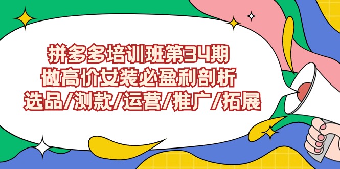 （9333期）拼多多培训班第34期：做高价女装必盈利剖析  选品/测款/运营/推广/拓展