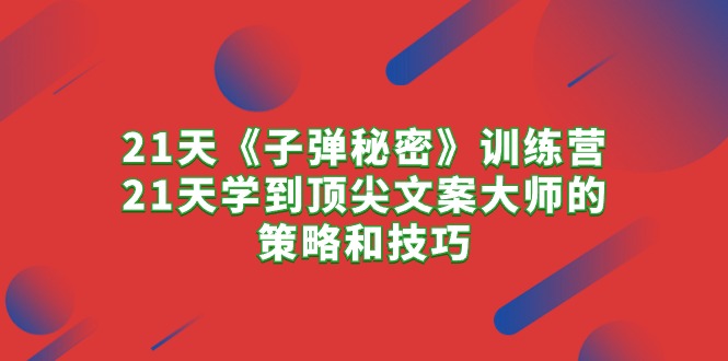 （10209期）21天《子弹秘密》训练营，21天学到顶尖文案大师的策略和技巧