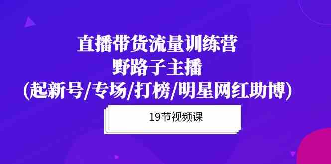 直播带货流量特训营，野路子主播(起新号/专场/打榜/明星网红助博)