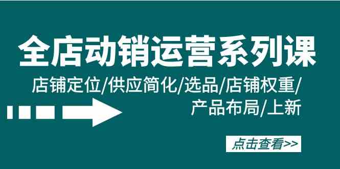 全店动销运营系列课：店铺定位/供应简化/选品/店铺权重/产品布局/上新