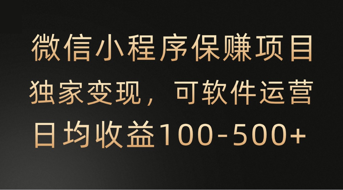 微信小程序，腾讯保赚项目，可软件自动运营，日均100-500+收益有保障