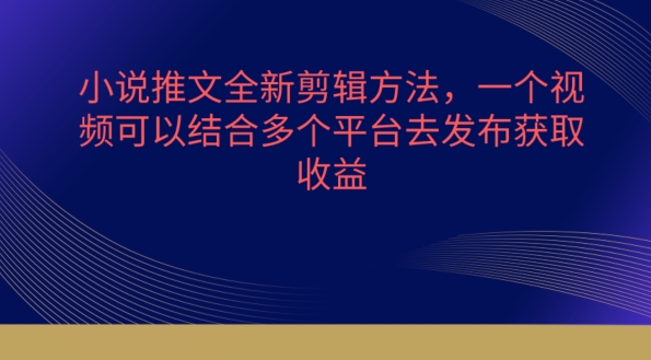 小说推文全新剪辑方法，一个视频可以结合多个平台去发布获取