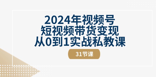 2024年视频号短视频带货变现从0到1实战私教课（30节视频课）