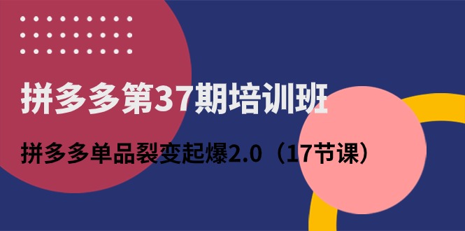 （10835期）拼多多第37期培训班：拼多多单品裂变起爆2.0（17节课）