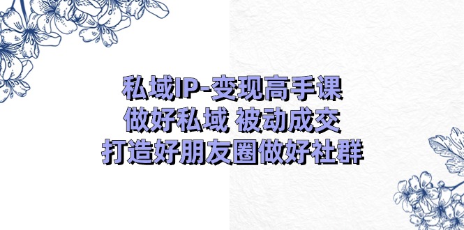 （11209期）私域IP-变现高手课：做好私域 被动成交，打造好朋友圈做好社群（18节）