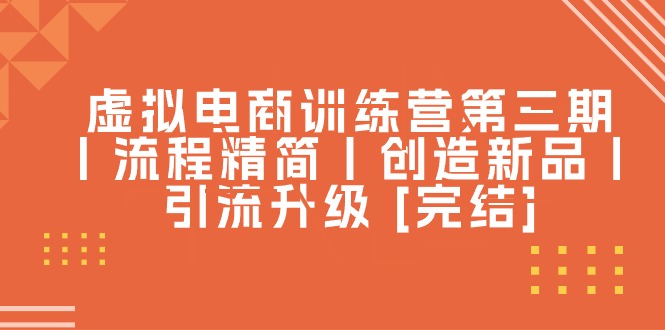 （10960期）虚拟电商训练营第三期丨流程精简丨创造新品丨引流升级