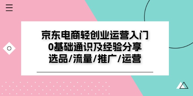 （11569期）京东电商-轻创业运营入门0基础通识及经验分享：选品/流量/推广/运营