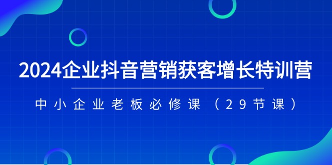 （11349期）2024企业抖音-营销获客增长特训营，中小企业老板必修课（29节课）