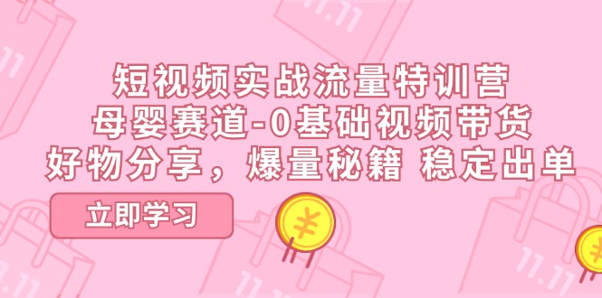 短视频实战流量特训营，母婴赛道-0基础带货，好物分享，爆量秘籍 稳定出单