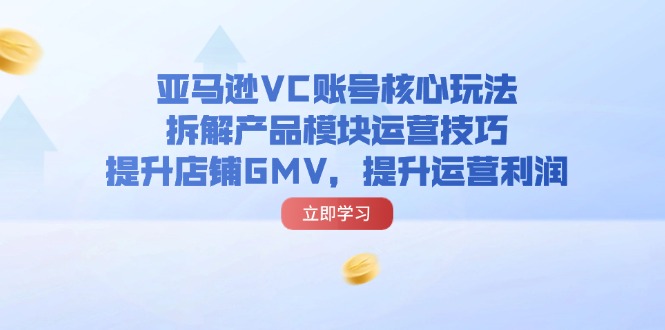 （11848期）亚马逊VC账号核心玩法，拆解产品模块运营技巧，提升店铺GMV，提升运营利润