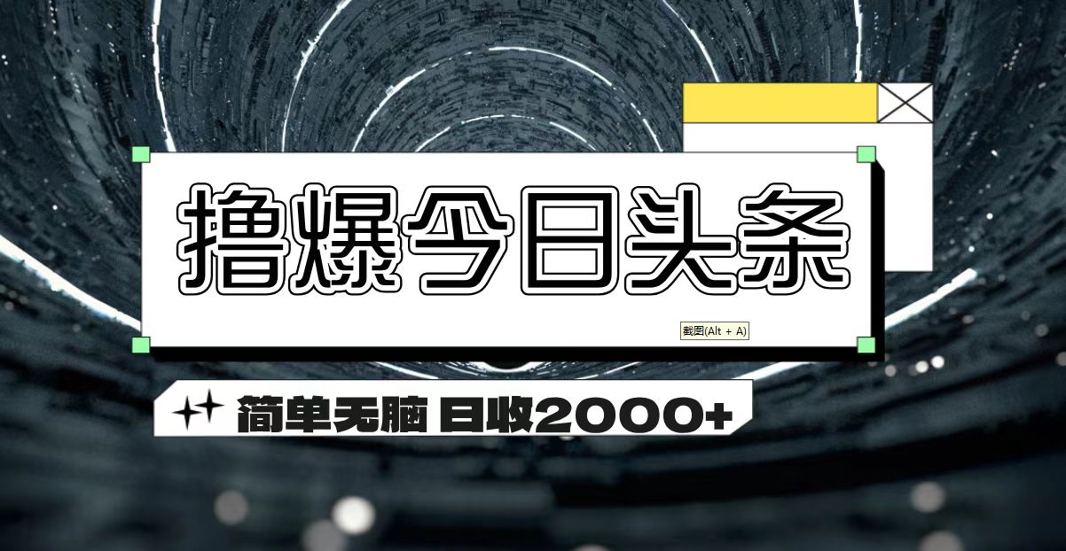 （11665期）撸爆今日头条 简单无脑操作 日收2000+