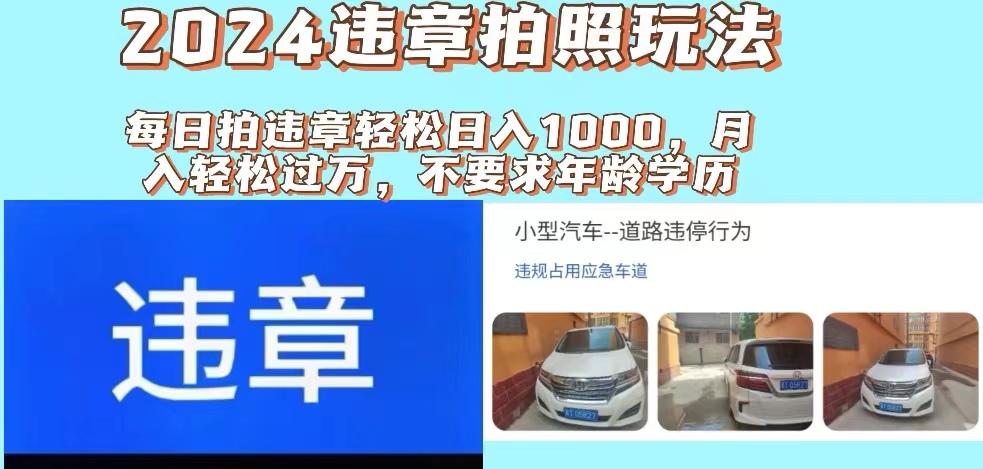 （11743期）2024违章拍照新玩法，推广躺赚+拍照赚钱双模式，日入1000+