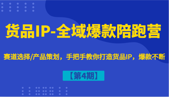 货品IP-全域爆款陪跑营【第4期】赛道选择/产品策划，手把手教你打造货品IP，爆款不断