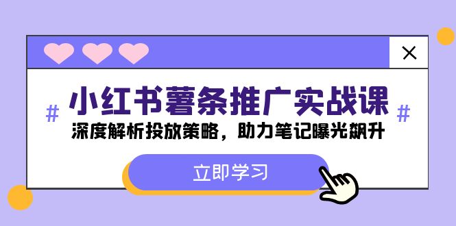 （12289期）小红书-薯 条 推 广 实战课：深度解析投放策略，助力笔记曝光飙升