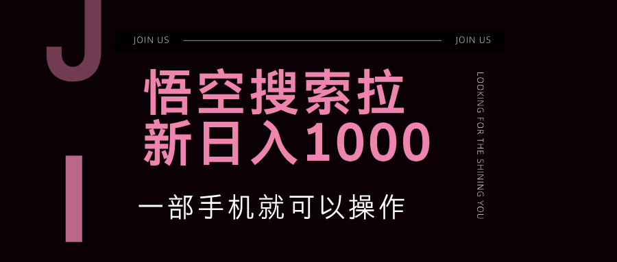 （12717期）悟空搜索类拉新 蓝海项目 一部手机就可以操作 教程非常详细