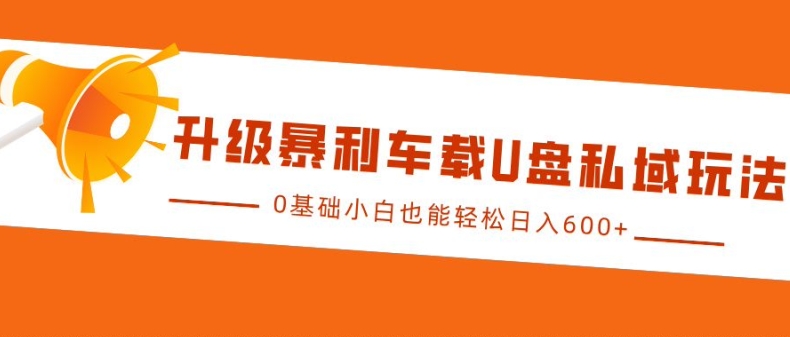 升级暴利车载U盘私域玩法，0基础小白也能轻松日入多张