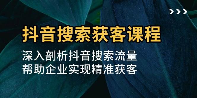 抖音搜索获客课程：深入剖析抖音搜索流量，帮助企业实现精准获客