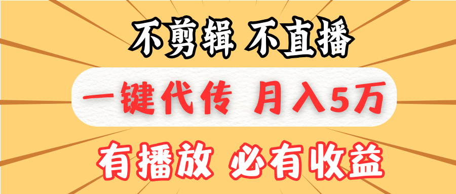 （13555期）不剪辑不直播，一键代发，月入5万懒人必备，我出视频你来发