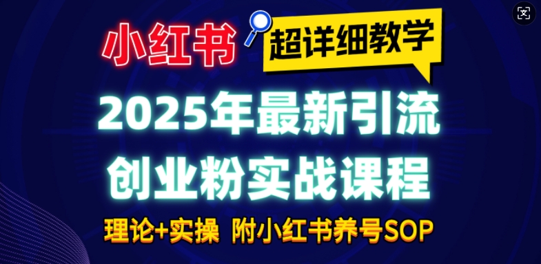 2025年最新小红书引流创业粉实战课程【超详细教学】小白轻松上手，月入1W+，附小红书养号SOP